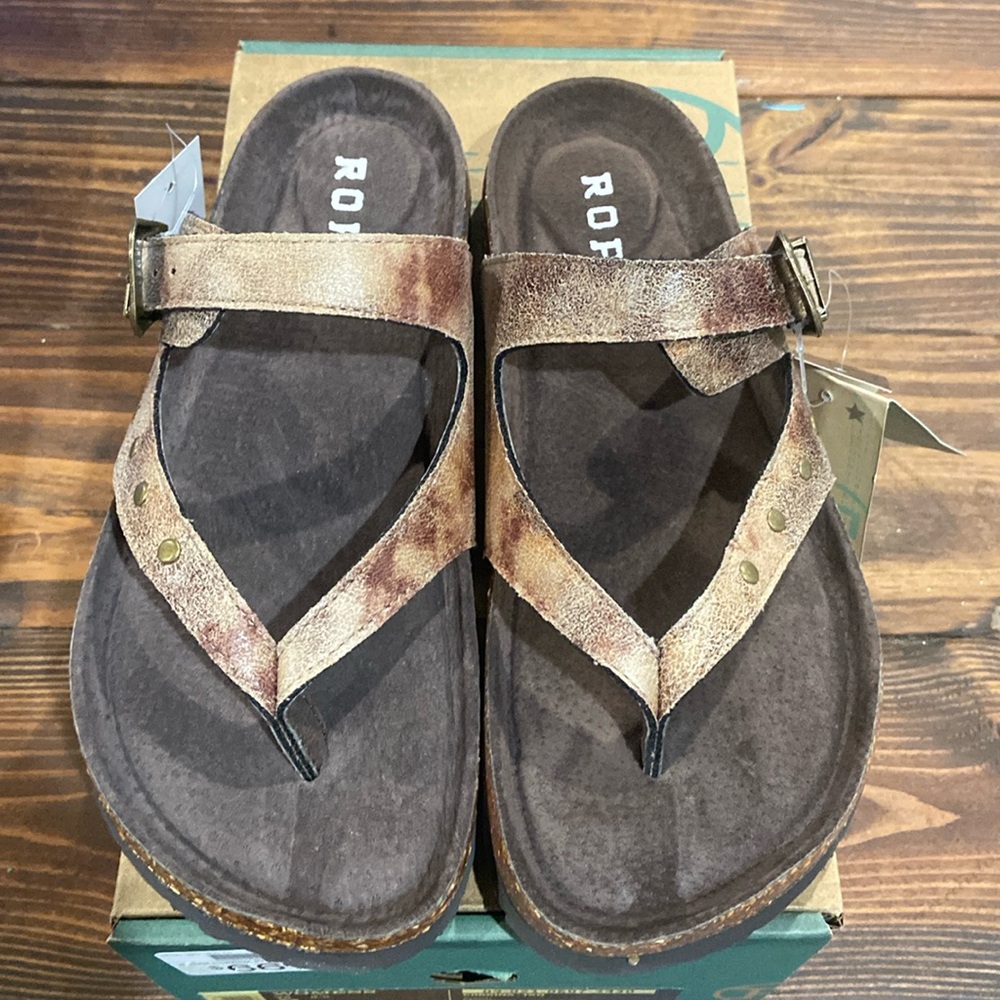 Roper Corrina Tan Leather Sandal